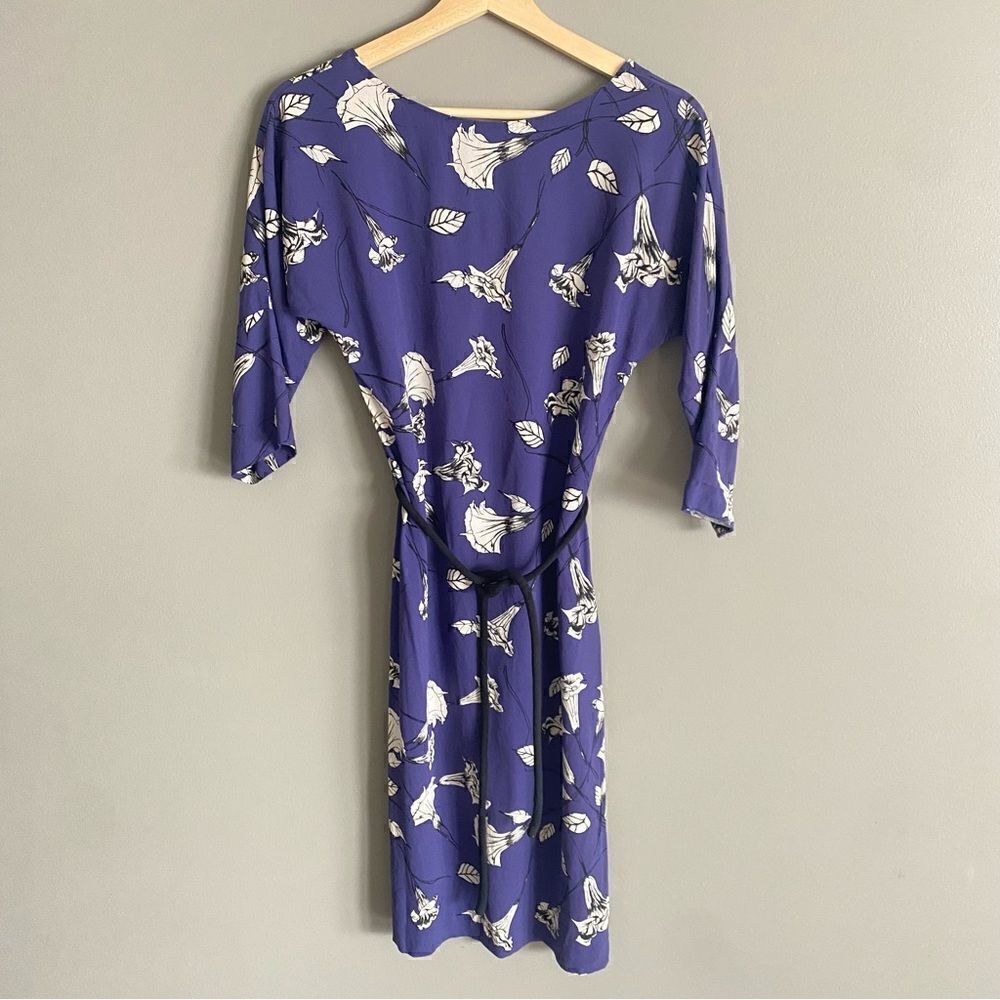 Babaton Aritzia Purple Floral 100% Silk Crepe Reversible Zip Dress‎ XS